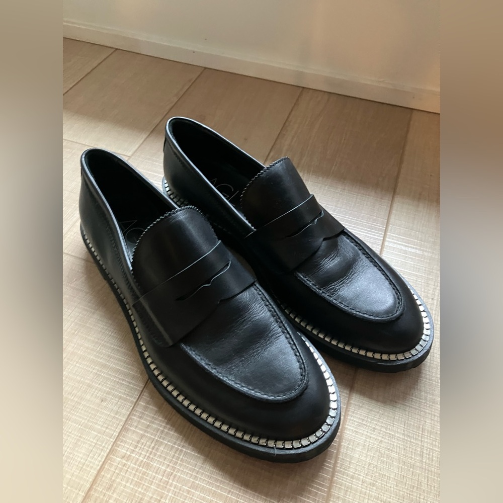 Like New AGL Black Italian Leather Loafers